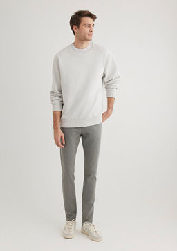 Bisiklet Yaka Gri Basic Sweatshirt - Mavi фото 2