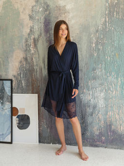 Халат ниже колена, рукав летучая мышь с кружевом - Fashion.love.story фото 2