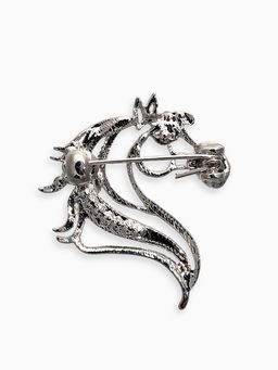 Брошь "Лошадь" изящная, цвет белый в серебре