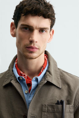 SOBRECAMISA RELAXED FIT CANVAS LAVADO / Marr?n / Topo - Zara фото 7