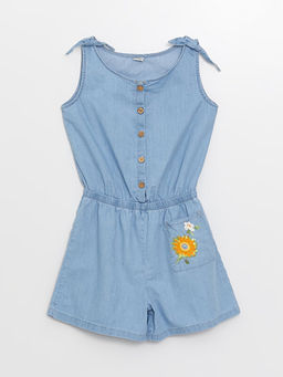 Bisiklet Yaka Nak??l? K?z ?ocuk Jean Tulum
