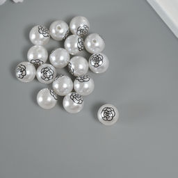 Бусина для творчества пластик Жемчужный шарик - роза, d=1.2 см, набор 16 шт.