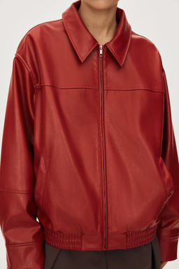 LEATHER EFFECT BOMBER JACKET - Zara фото 2