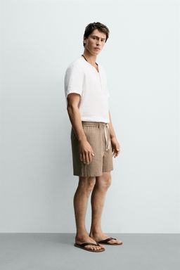 BERMUDA RELAXED FIT ALGOD?N - LINO / Marr?n / Crudo - Zara фото 4
