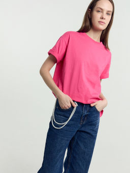 Футболка женская в розовом цвете маджента 112678