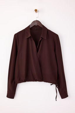 Kahverengi Buzgu Detayl? Mat Saten Dokuma Bluz TWOSS26BZ00087