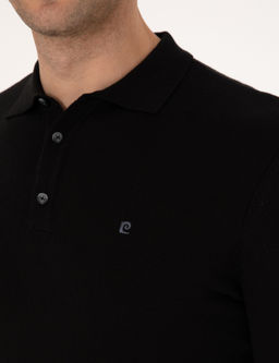 Siyah Slim Fit Polo Yaka Basic Triko Kazak - Pierre cardin фото 7