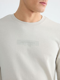 Bisiklet Yaka Bask?l? Erkek Sweatshirt