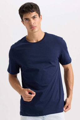 New Regular Fit Bisiklet Yaka Basic Duz K?sa Kollu Tisort - Defacto фото 24