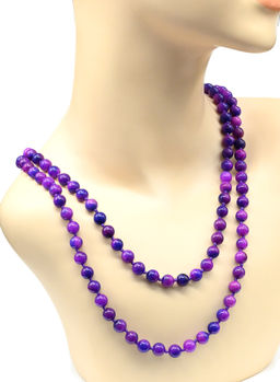 Бусы из камня кальцит шарик 8мм цв.фиолетовый