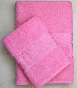Набор махровых полотенец Дуэт-розовый 2 шт ( 50*90 см,70*140 см) хлопок 100%