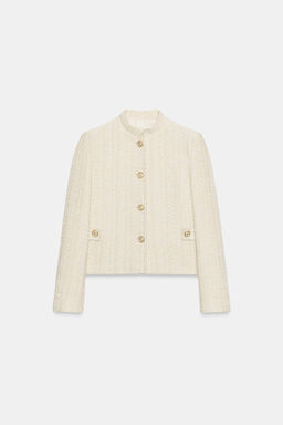 BLAZER ESTRUCTURA HOMBRERAS HILO METALIZADO / Crudo - Zara фото 6