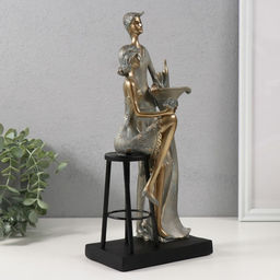 Фигурка полистоун Парочка за столиком - свидание, бронза с патиной, 14.5?9?31.5 см