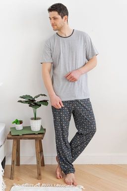 Пижама мужская из футболки с коротким рукавом и брюк из кулирки Генри антрацит - Амадэль фото 5