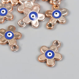 Цена за 10 шт. Декор для творчества пластик под металл Цветочек от сглаза, золото, 1.8?0.3?2.1 см