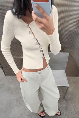 CHAQUETA PUNTO CIERRE ASIM?TRICO / crudo-blanco - Zara фото 3