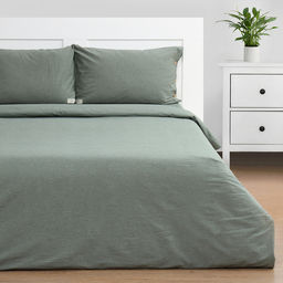 Постельное бельё Этель Denim 1.5 сп, 155х210см, 160х240см, 50х70-2шт, цвет оливковый, жатый хлопок, 140гр/  фото 8