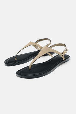 LEATHER BUCKLE-STRAP SANDALS - Zara фото 17