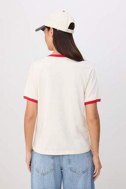 Ekru Snoopy Lisansl? Regular K?sa Kollu Tok %100 Pamuk Orme T-Shirt TWOSS26TS0013 - Trendyolmilla фото 4