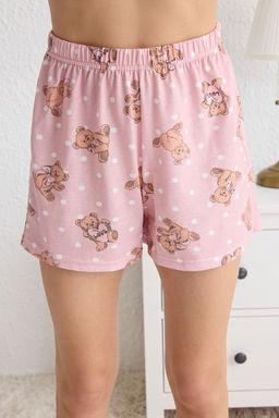 Trendyolmilla Pembe %100 Pamuklu Ay?c?kl? ve Puantiyeli Uyku Bantl? Sortlu Orme Pijama Tak?m? THMSS25PT00096  фото 4