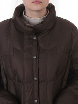 H24-328 BROWN Куртка пуховая облегченная женская (белый утиный пух) - Fashion фото 4