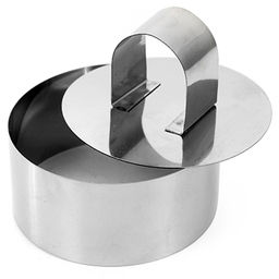 Форма для гарниров, салатов, кондитерских изделий д10см h4см с крышкой-прессом д9,7см, нержавеющая сталь (Китай)