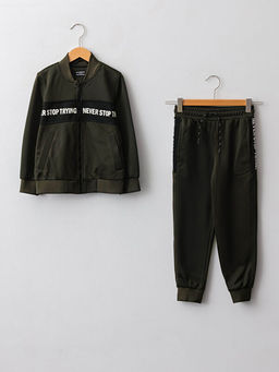 Kolej Yaka Bask?l? Uzun Kollu Erkek ?ocuk E?ofman Tak?m