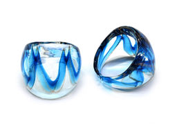 Стеклянное кольцо модель 6 цв.голубой Радуга камня