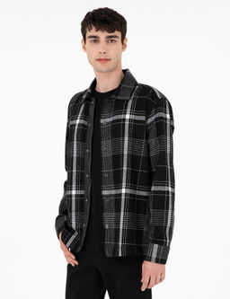 Siyah Comfort Fit Ekose Uzun Kollu G_mlek