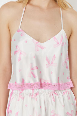 Trendyolmilla Siyah Dantelli Ip Ask?l? Crop Saten Sortlu Dokuma Pijama Tak?m? THMSS22PT0264 фото 28