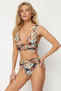 TRENDYOLMILLA Hayvan Desenli Dugumlu Yuksek Bel Hipster Bikini Alt? TBESS24BA00003  фото 12