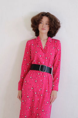 11038 Платье-рубашка с английским воротником малиновое - Martichelli фото 3