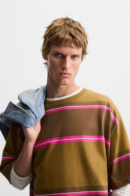 STRIPED JACQUARD T-SHIRT - Zara фото 12