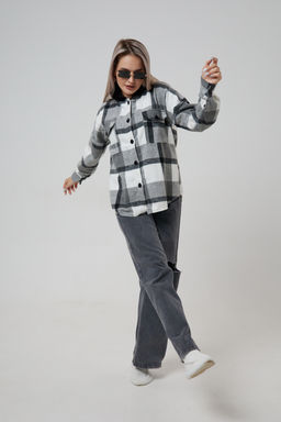 Рубашка женская в клетку с капюшоном РЖКК-01