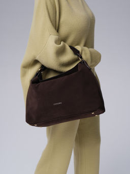 Замшевая сумка на плечо Deboro 30900 черный каштан