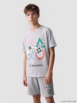 Bisiklet Yaka PlayStation Bask?l? Erkek ?ocuk Ti??rt