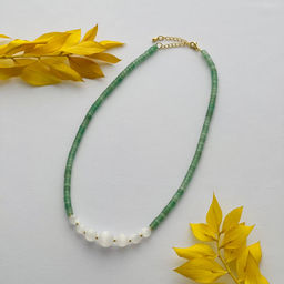 Бусы-Чокер из зеленого Кварца с Селенитом 42 см +