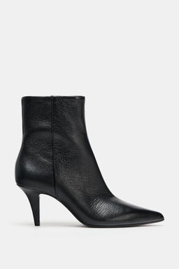 LEATHER HEELED ANKLE BOOTS - Zara фото 2