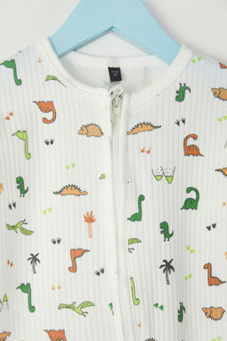 Ekru Erkek Bebek %100 Pamuk Bask?l? Uzun Kol Orme Tulum TKDSS25TU00001 - Trendyolmilla фото 2