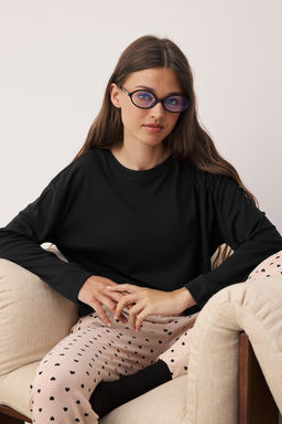 Siyah-Krem Kalpli Yumusak Tuse K?sl?k Orme Pijama Tak?m? THMAW26PT00020 - Trendyolmilla фото 7