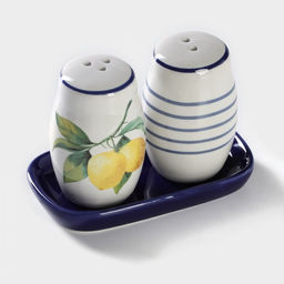 Набор для специй Доляна Лимон, солонка, перечница 130 мл, доломит, белый, синий  фото 3