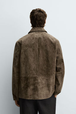 SPLIT SUEDE LEATHER OVERSHIRT - Zara фото 3