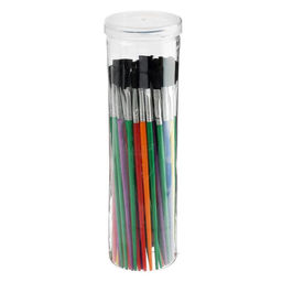 Цена за 72 шт. Кисть для рисования, синтетика, № 2, плоская, с цветной ручкой, международный размер