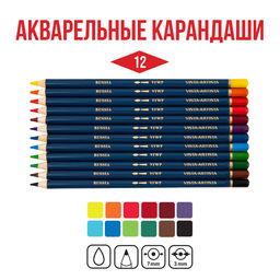 VISTA-ARTISTA Fine VFWPM-12 Акварельные карандаши набор заточенный 2 х 12 цв. в металлической коробке