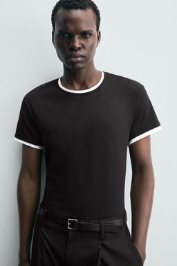 T-SHIRT WITH CONTRAST TRIMS - Zara фото 6