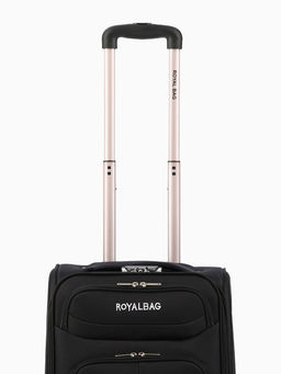 Чемодан на колёсах Royalbag маленький 46 л (S), на молнии, с увеличением, кодовый замок, 4 колеса, чёрный