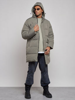 Парка мужская зимняя удлиненная молодежная серого цвета 806Sr - Wonderrman фото 6