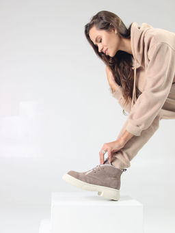 Ботинки 308.агатаw. капучино замша/Шерсть