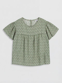 Bisiklet Yaka Desenli K?z ?ocuk Bluz