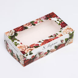 Цена за 5 шт. Коробка складная с окном «С 8 марта!», 25×15×7 см